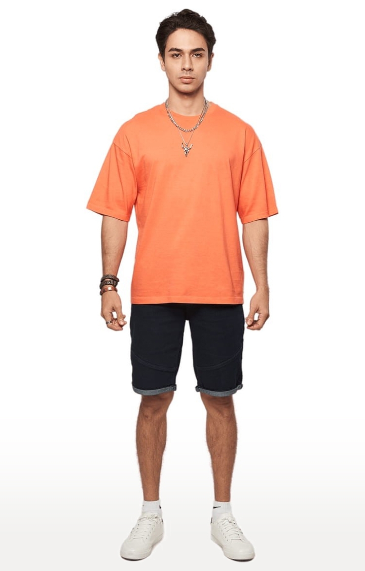 Men's Orange Overdyed Drop Shoulder T-shirt