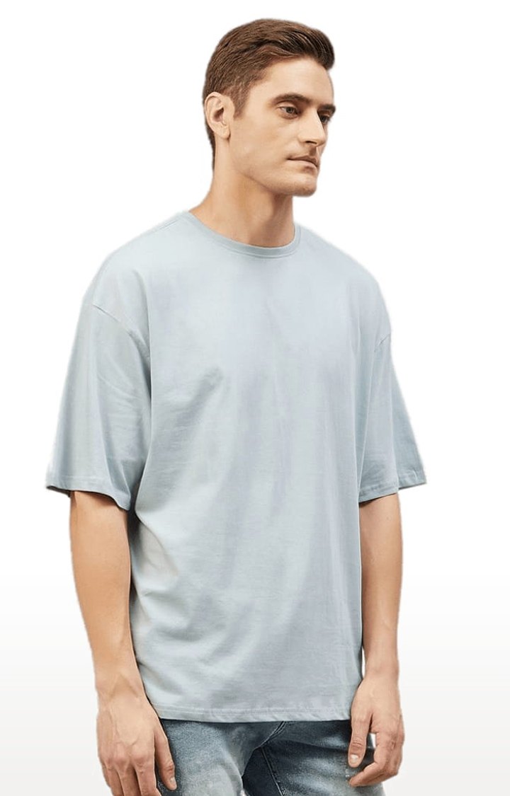 Men's Blue Cotton Solid T-Shirts