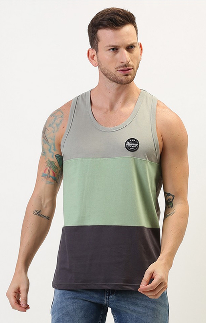 Difference of Opinion | Men's Grey Cotton Colourblock Vests