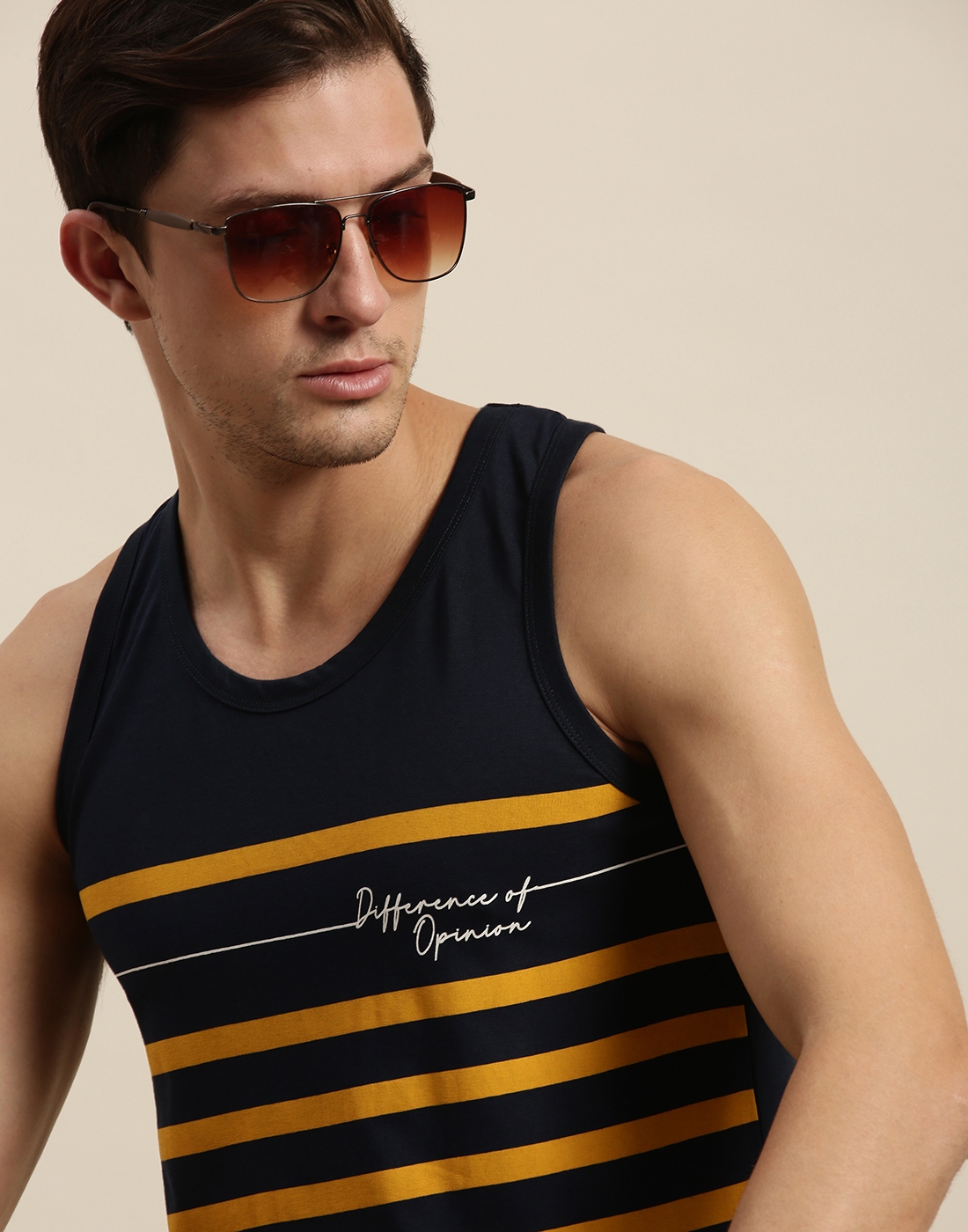 Difference of Opinion Navy Stripes Tank Top