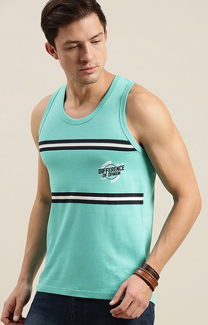 Difference of Opinion | Men's Green Cotton Striped Vests