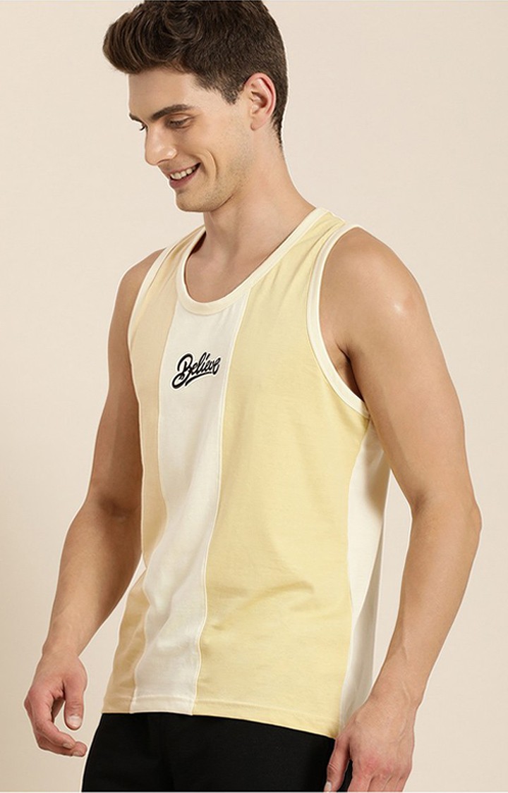 Difference of Opinion | Men's Beige Cotton Colourblock Vests
