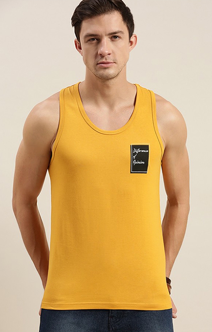 Difference of Opinion | Men's Yellow Cotton Printed Vests