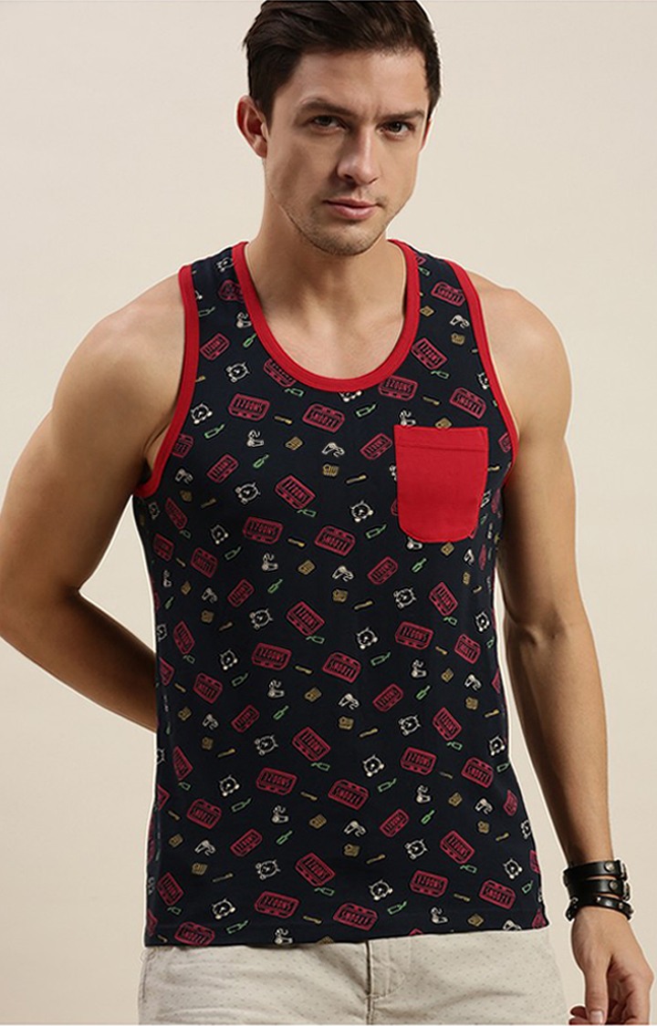 Difference of Opinion | Men's Blue Cotton Printed Vests