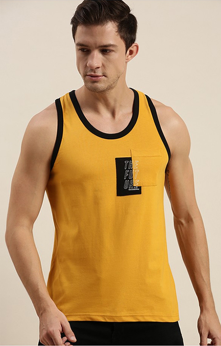 Difference of Opinion | Men's Yellow Cotton Printed Vests