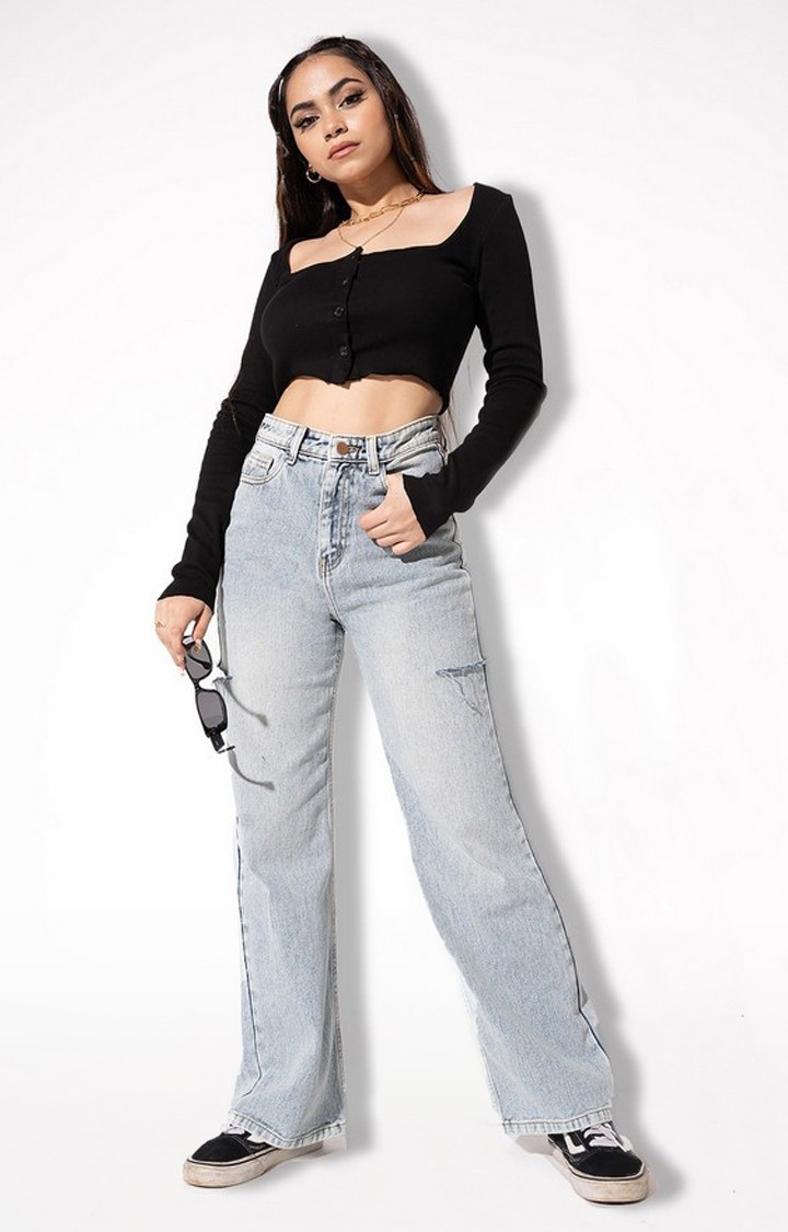 Offduty India | Women's Oh Slit Flared Jeans