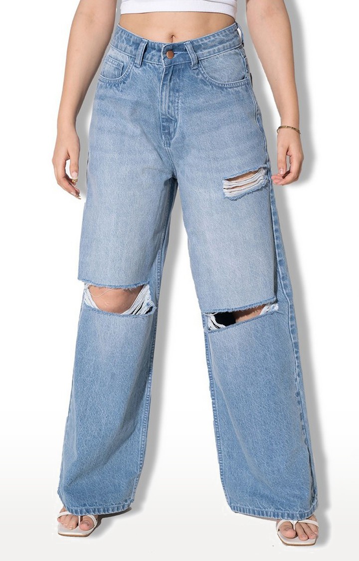 Offduty India | Women's Premium Cut Out Super Baggy High Rise Jeans