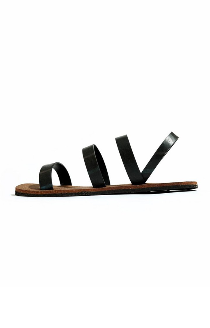 Paaduks | Women's Black PU Sandals