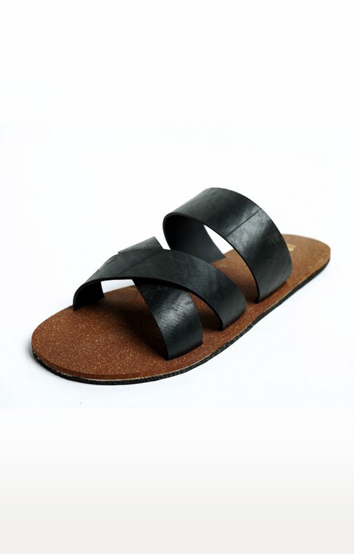 Women's Black PU Flat Slip-ons