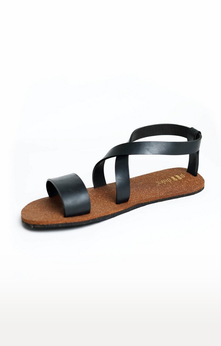 Paaduks | Women's Black PU Sandals