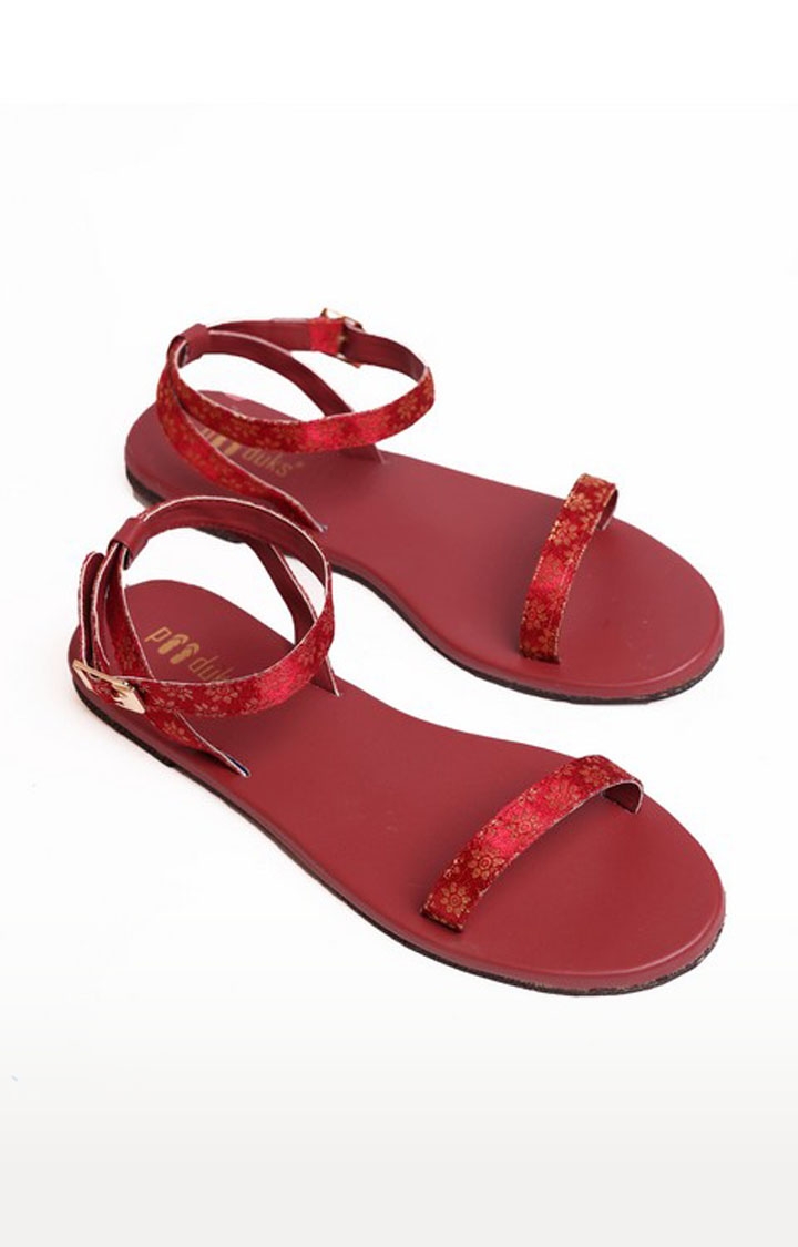 Women's Red Artificial Sandals