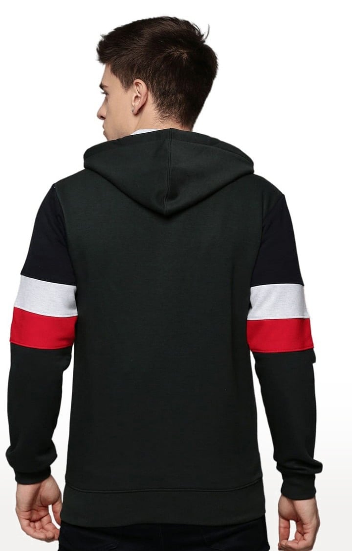 SHOWOFF Men's Hooded Solid Green Front-Open Sweatshirt