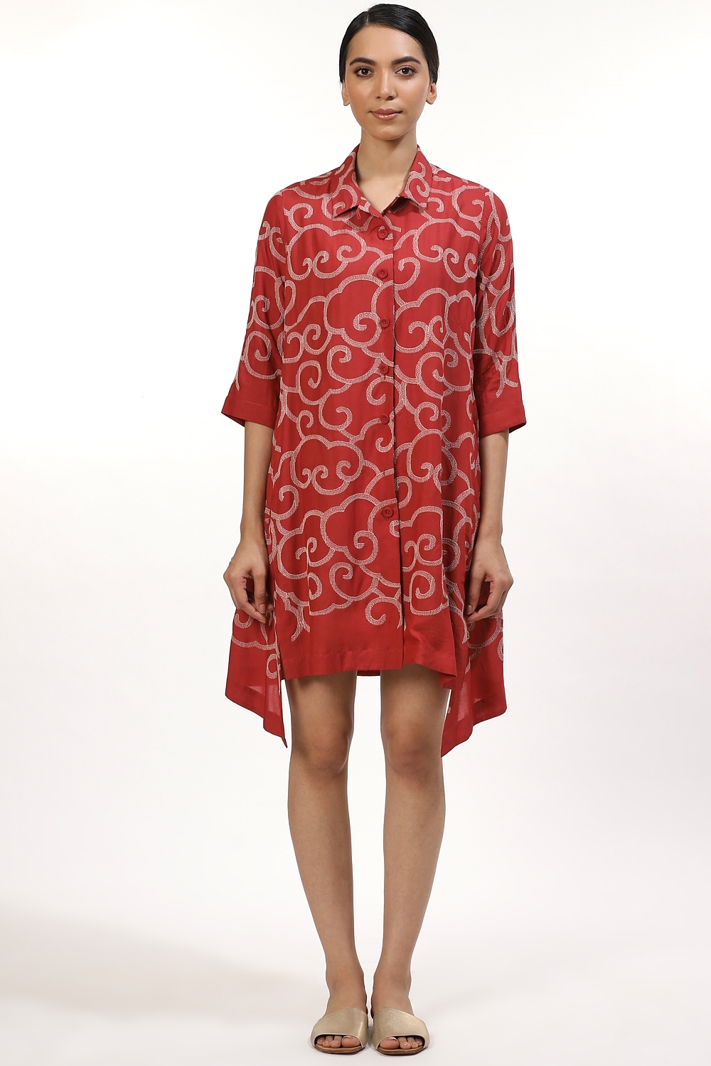 ABRAHAM AND THAKORE | Red Cloud Pattern Shirt