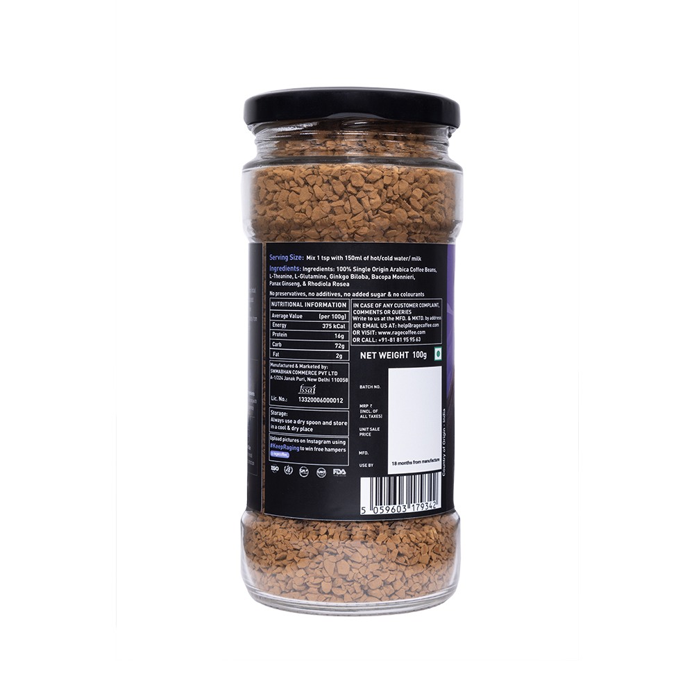 Rage Coffee - 100 GMS Jar & Flask Combo - Premium Arabica Instant Coffee Infused with Natural Vitamins