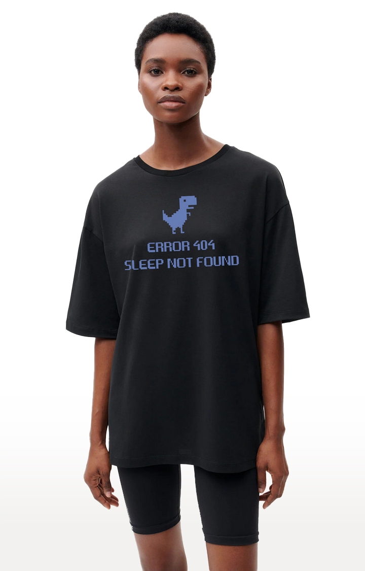 REKOON | Black  Cotton Regular Fit Unisex Stay Wild Oversized T-Shirts Mood Chilled