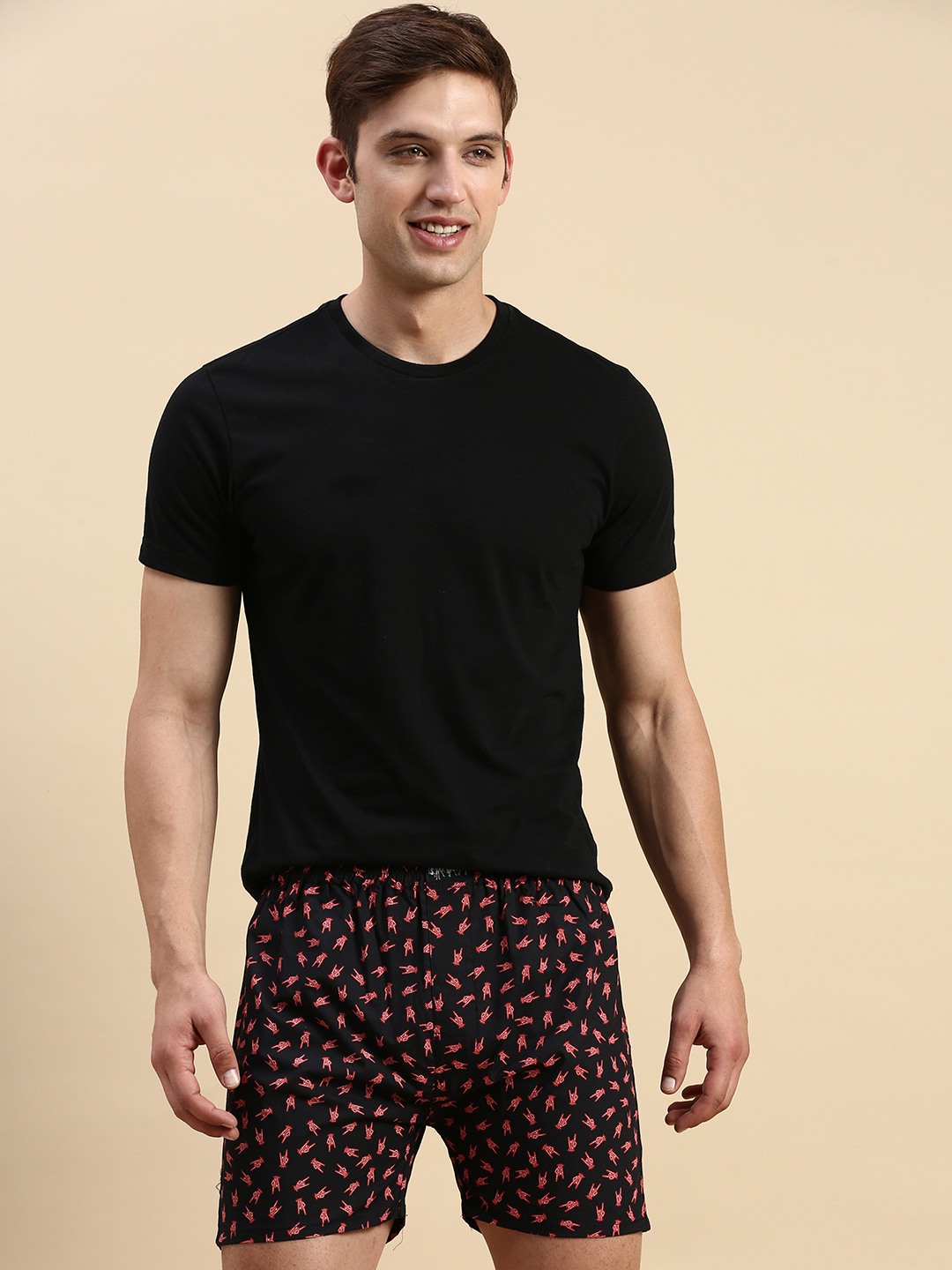 Showoff | SHOWOFF Men's Printed Black Slim fit Boxer