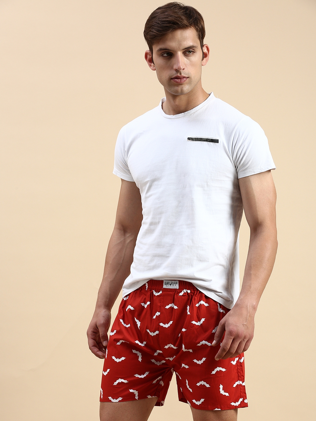 Showoff | SHOWOFF Men's Printed Red Slim fit Boxer