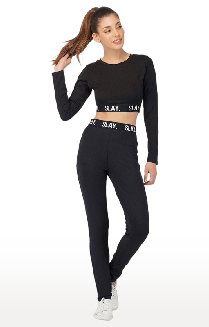 SLAY Sport Womens Activewear Full Sleeves Crop Top And Pants Co ord Set  Get SLAY Crop Top And Pants Set free shipping discount