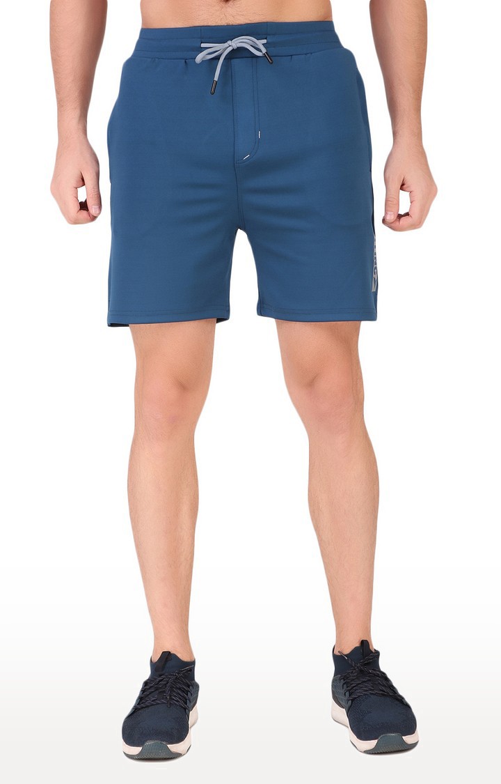 Fitinc | Men's Blue Lycra Solid Activewear Shorts