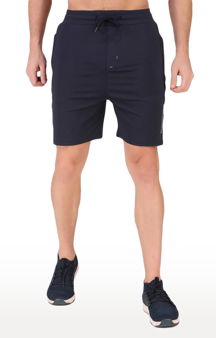 Men's Navy Blue  Lycra Solid Activewear Shorts