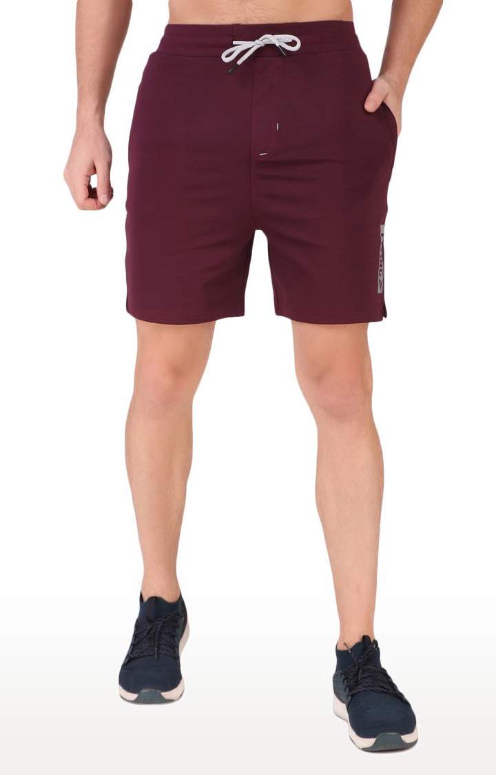 Men's Maroon Lycra Solid Activewear Shorts
