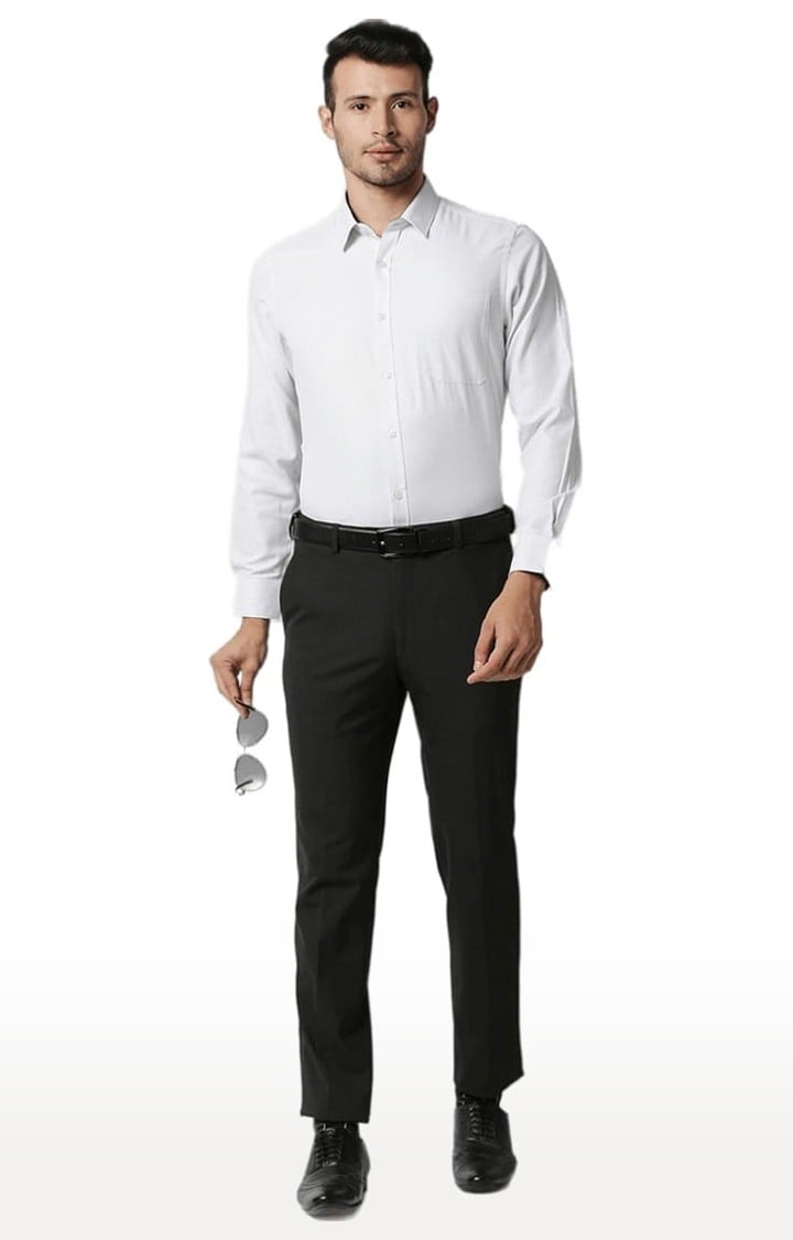 Men's White Cotton Striped Formal Shirt