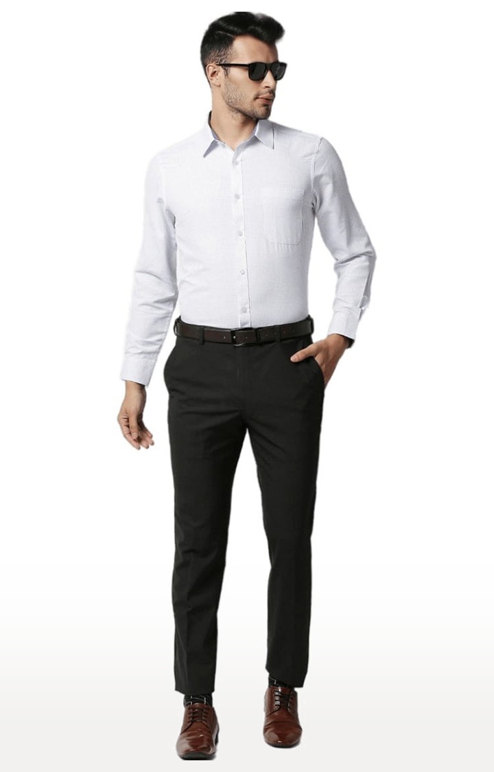 Men's White Cotton Printed Formal Shirt