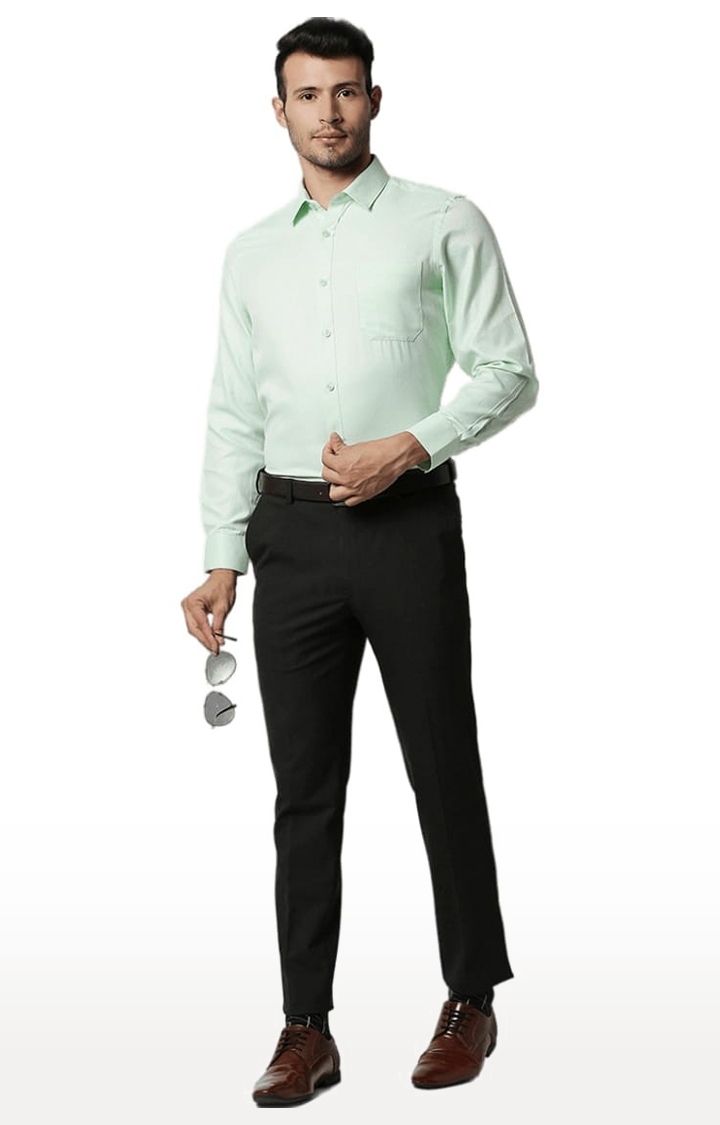 Men's Green Cotton Solid Formal Shirt