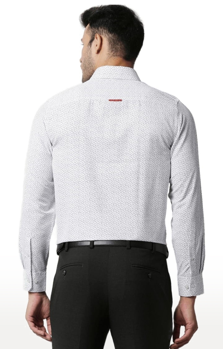 Men's White Cotton Printed Formal Shirt