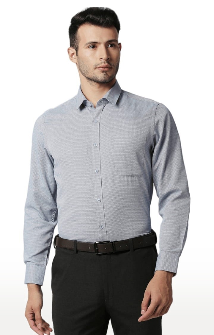 SOLEMIO | Men's Grey Cotton Solid Formal Shirt