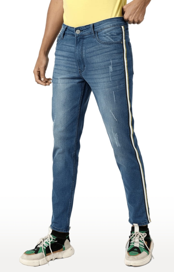 CAMPUS SUTRA | Men's Classic Blue Light-Washed Slim Fit Denim Jeans