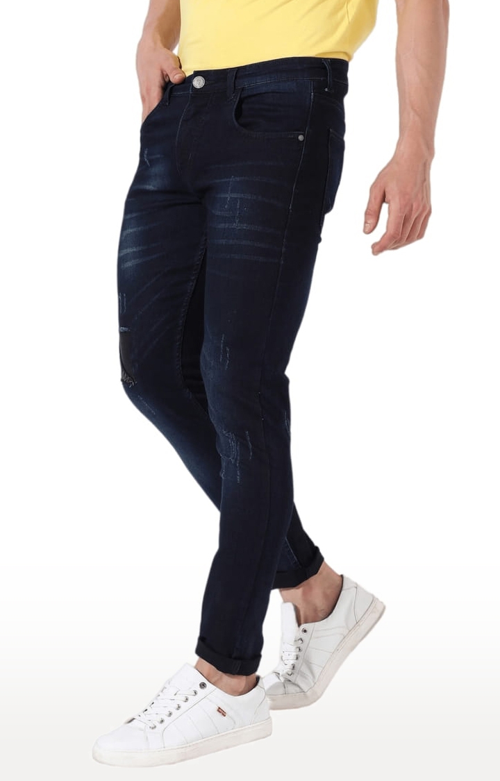 CAMPUS SUTRA | Men's Classic Blue Medium-Washed Slim Fit Denim Jeans