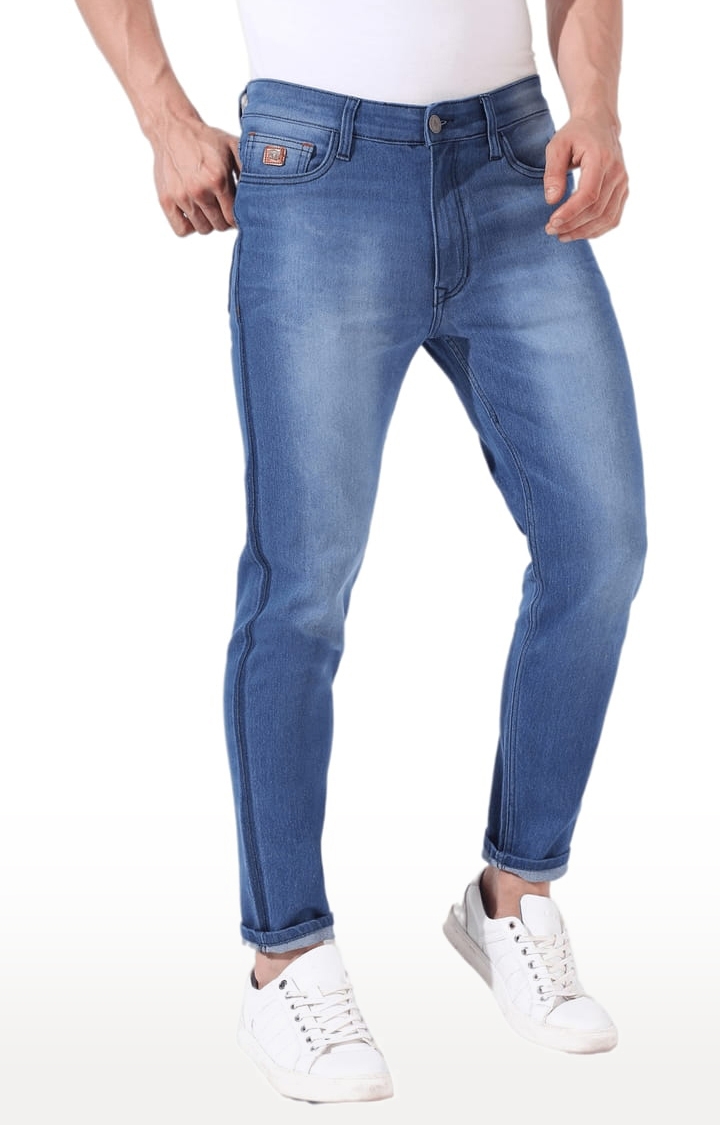 Men's Classic Blue Light -Washed Slim Fit Denim Jeans