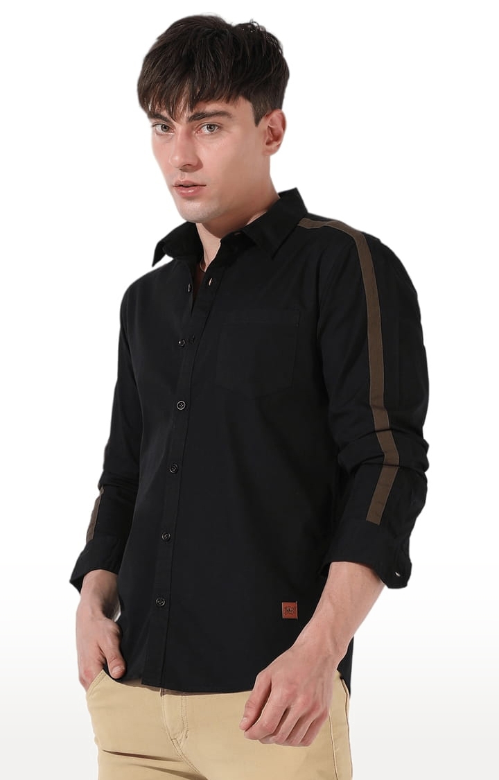 CAMPUS SUTRA | Men's Black Cotton Solid Casual Shirt