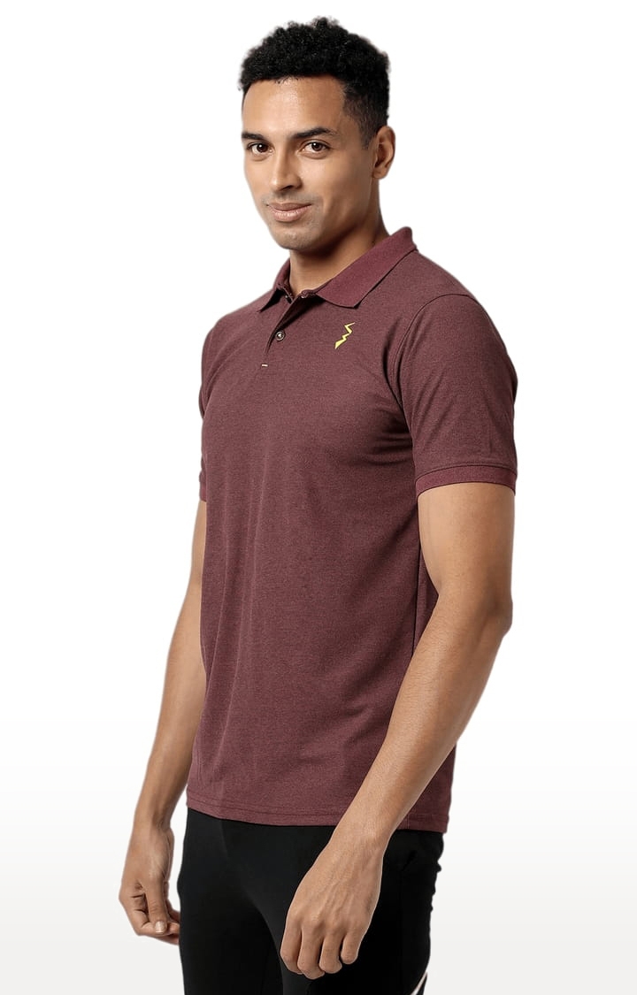 Men's Maroon Polyester Solid Activewear T-Shirt