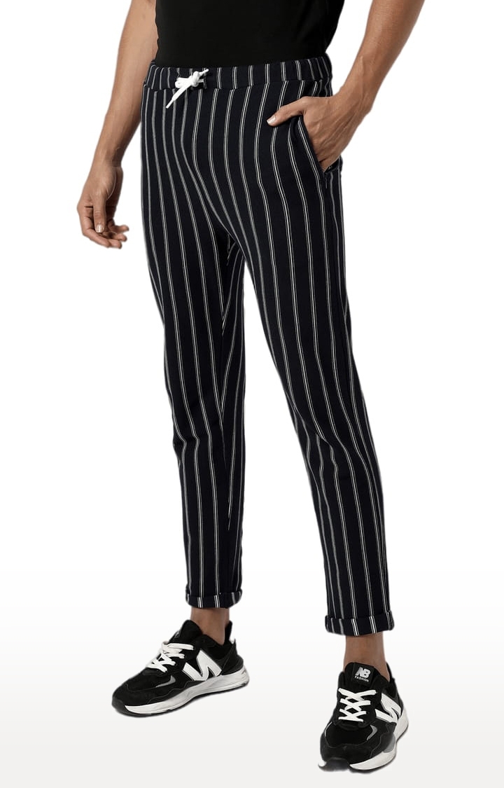 Women Black and White Striped Straight Pant  Black  Printed Pant   Trousers  Bottomwear  Fabrika16