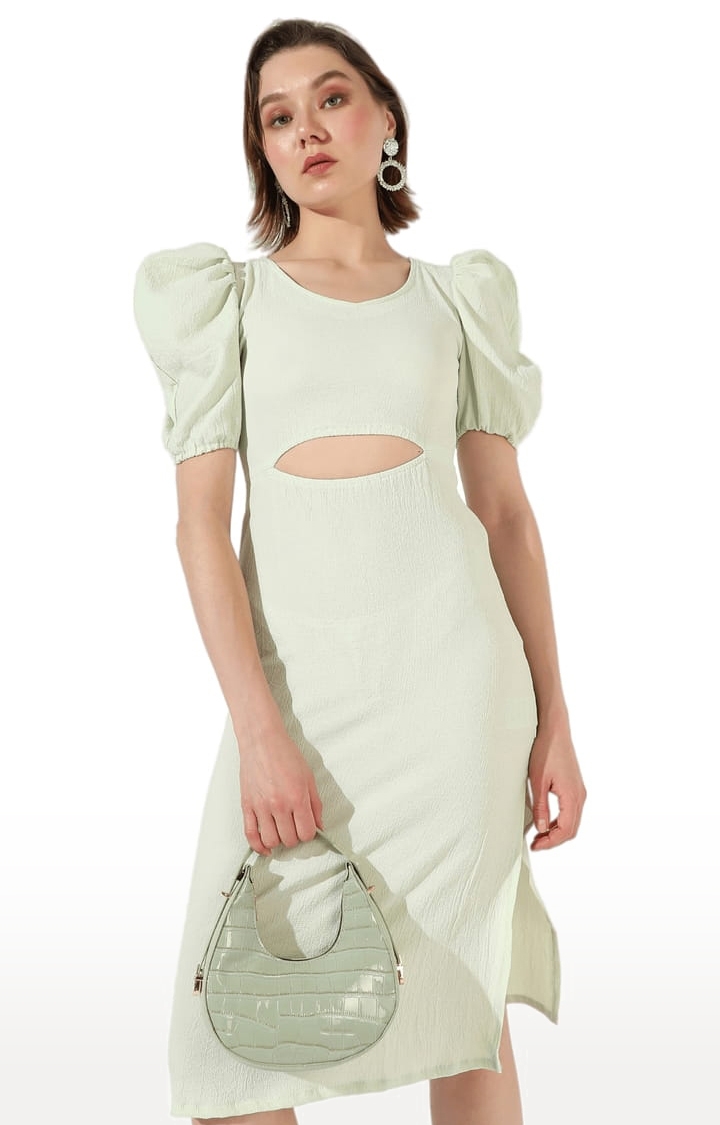CAMPUS SUTRA | Women's Green Polyester Solid Sheath Dress