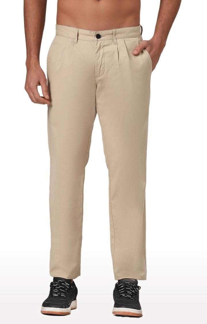(SUBTRACT) | Men's Organic Cotton Stretch Trouser in Beige Comfort Fit