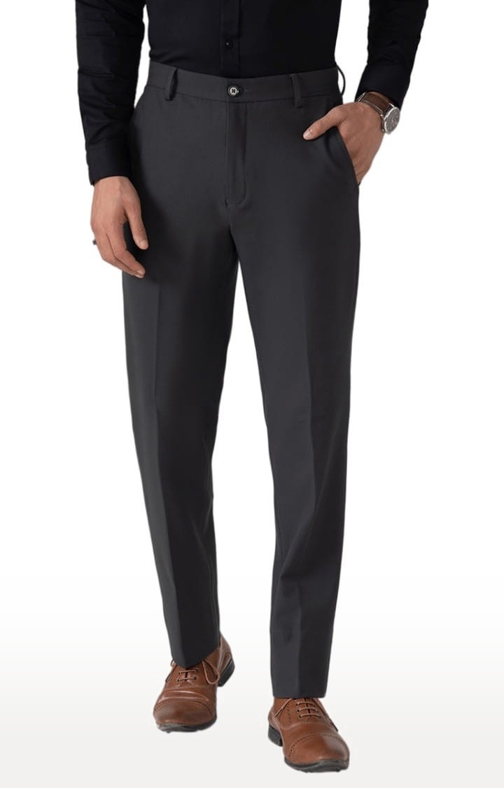 (SUBTRACT) | Men's Formal 4 way Stretch Trousers in Charcoal Grey Slim Fit