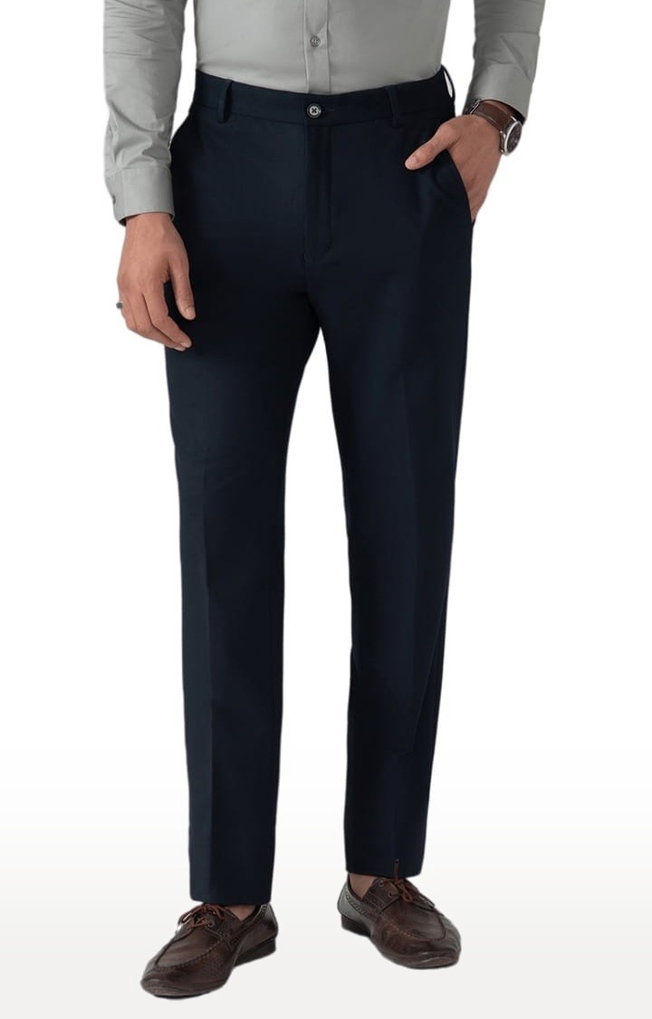 (SUBTRACT) | Men's Formal 4 way Stretch Trousers in Navy Blue Slim Fit
