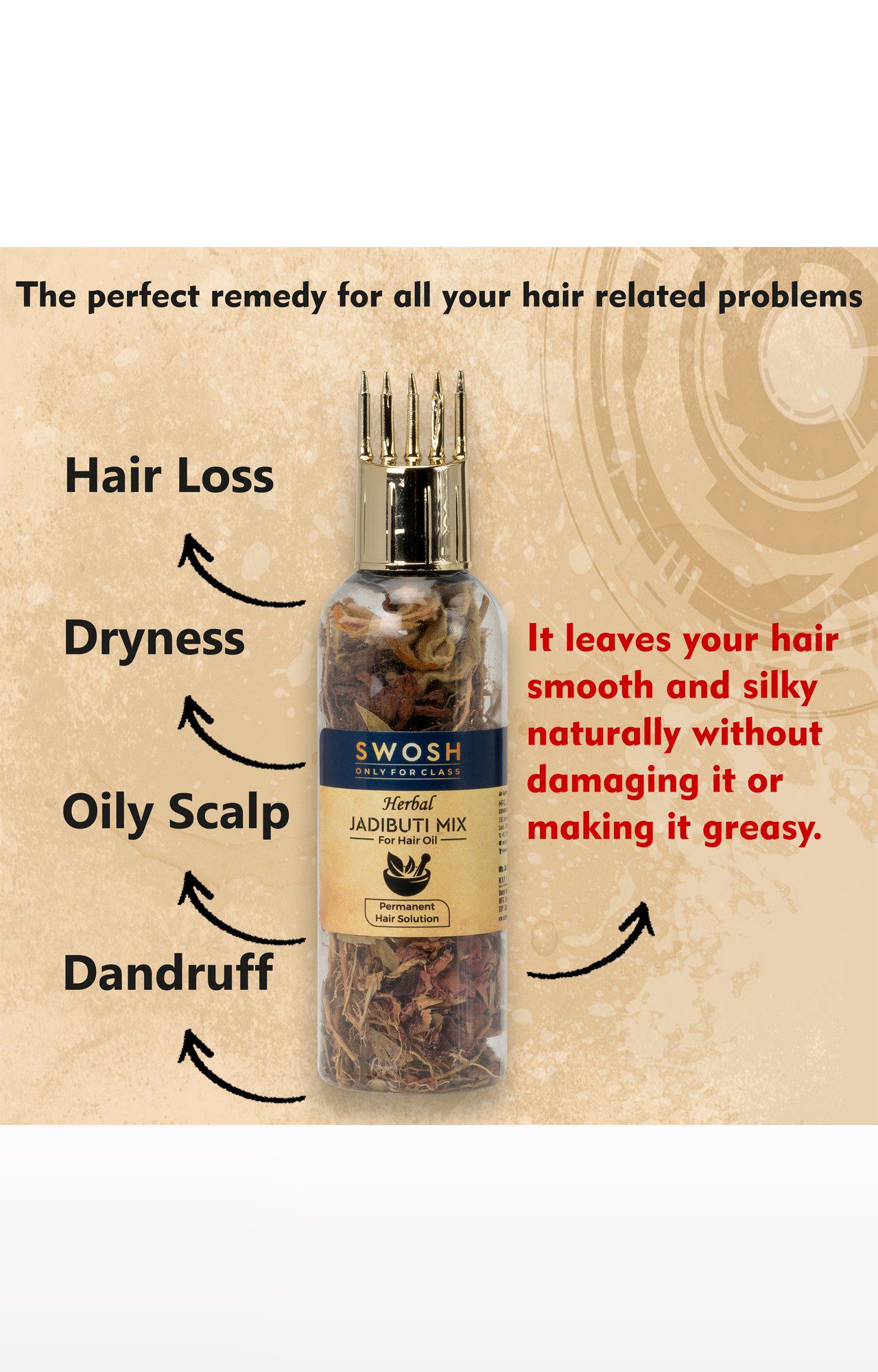 Swosh Ayurvedic Herbal Hair Oil Mix Bottle For Healthy Hair Growth