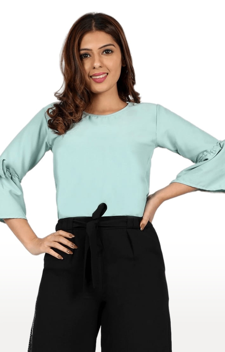 Women's sea green Polyester Solid Top