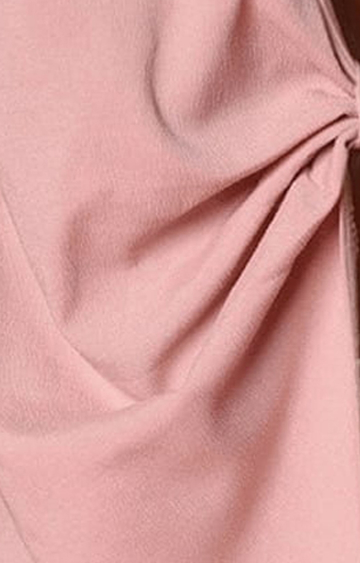 Women's Light Pink Polyester Solid Top
