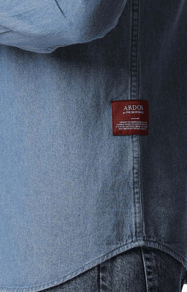 Men's Blue Cotton Solid Casual Shirt
