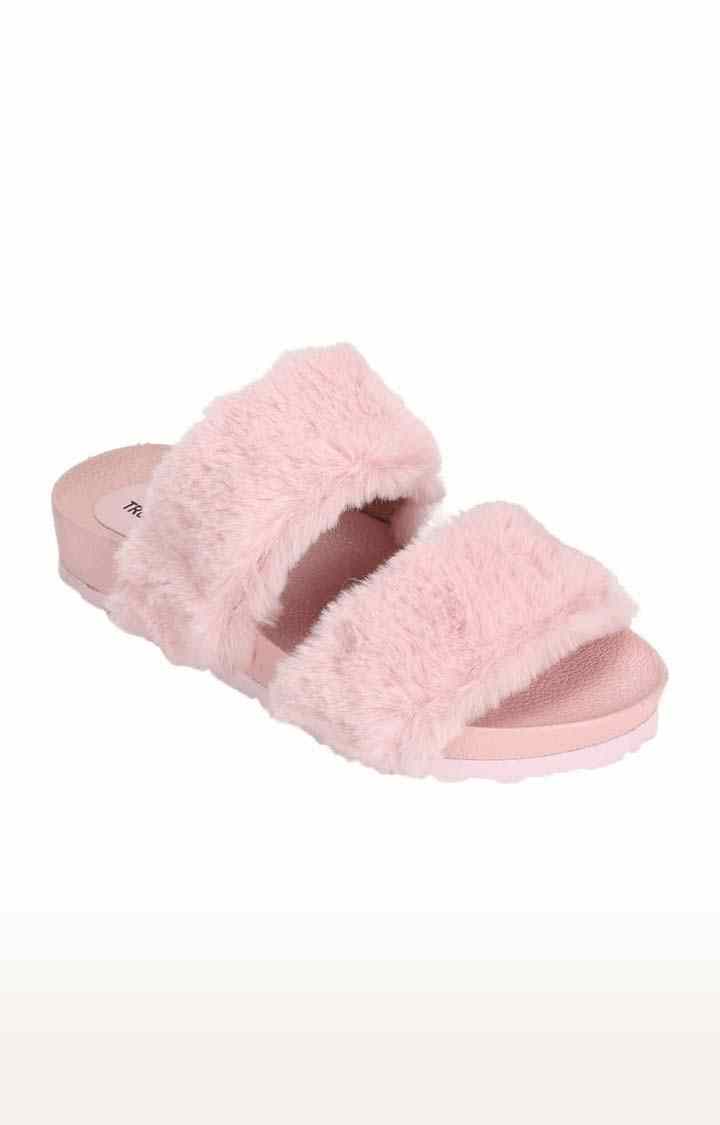 Women's Pink EVA Solid Flat Slip-ons
