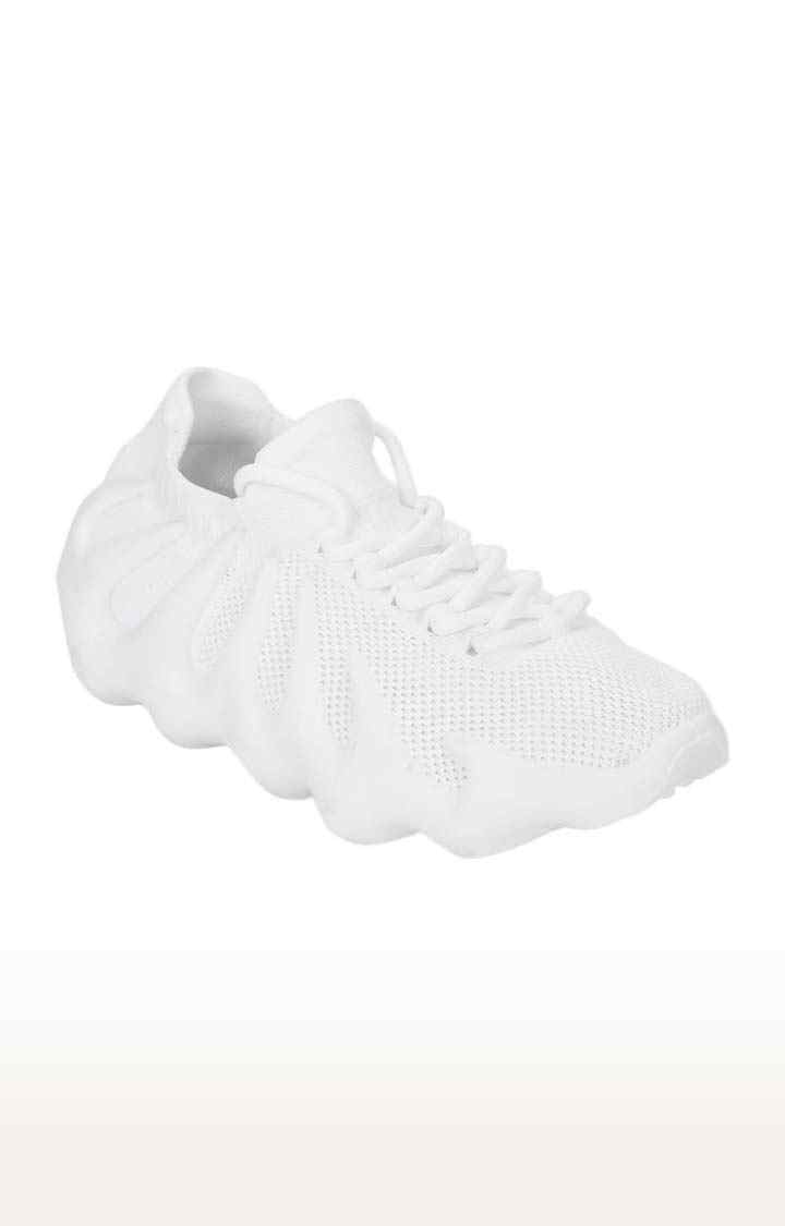 Women's White Mesh Solid Casual Lace-ups