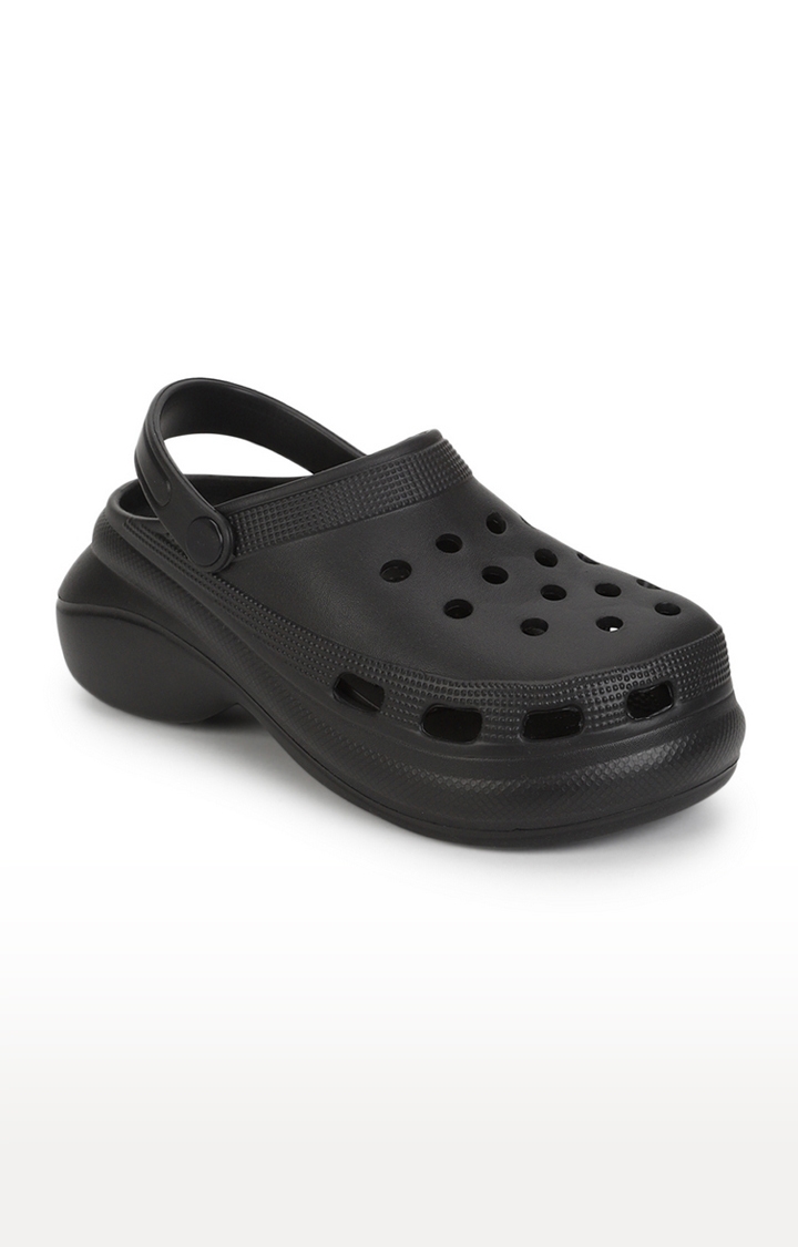 Women's Black PU Slip-On Crocs Flats