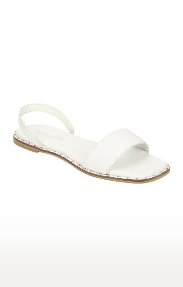 Women's White PU Solid Backstrap Sandals