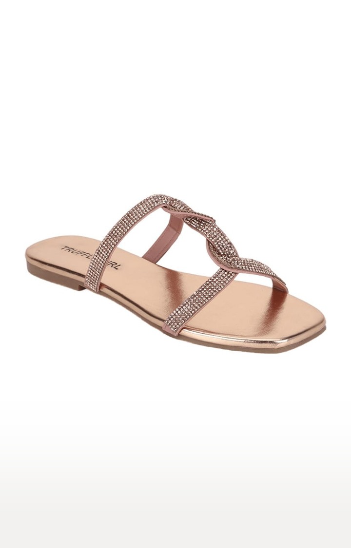 Women's Beige PU Solid Flat Slip-ons