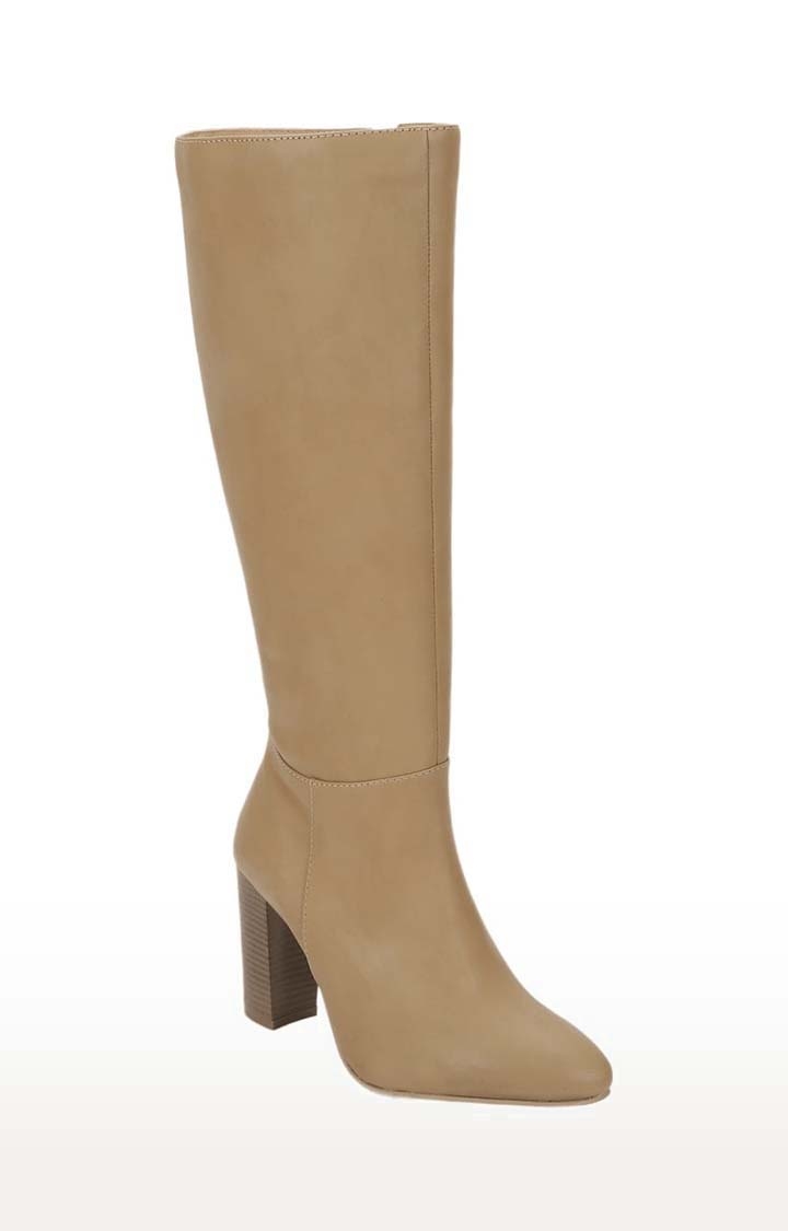 Truffle Collection | Women's Brown PU Solid Zip Boot